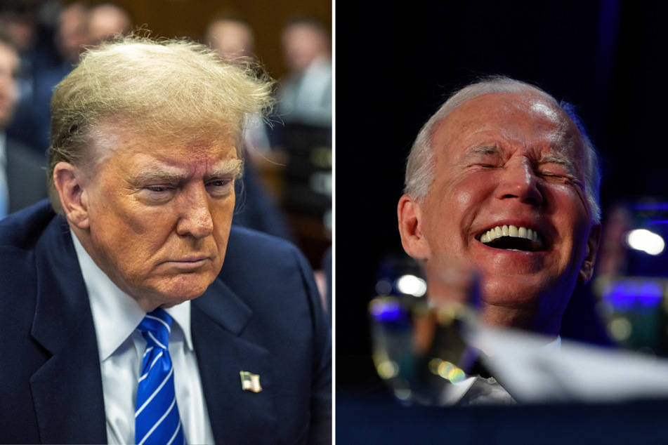 US President Joe Biden (r.) has stepped up his attempts to rile up Donald Trump with insults, jokes, and nicknames ahead of the 2024 election.