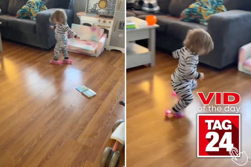 Today's Viral Video of the Day features a little girl who got a little too confident in kiddie heels the first time trying them out.