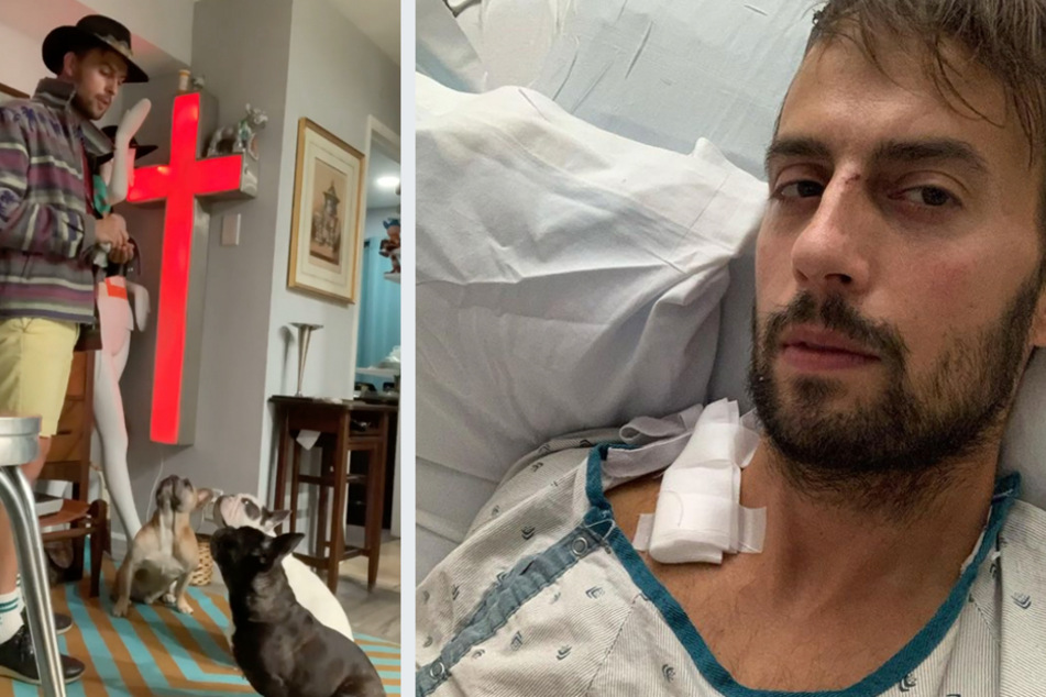 Ryan Fischer recovered in the hospital following a vicious attack while walking the singer's dogs.