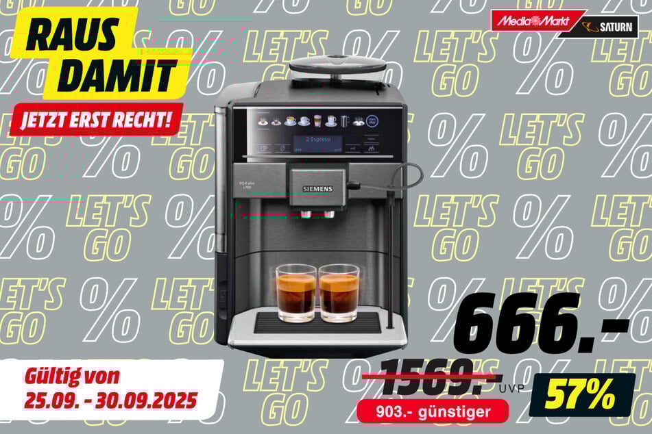 Siemens-Kaffeevollautomat für 666 statt 1.569 Euro.