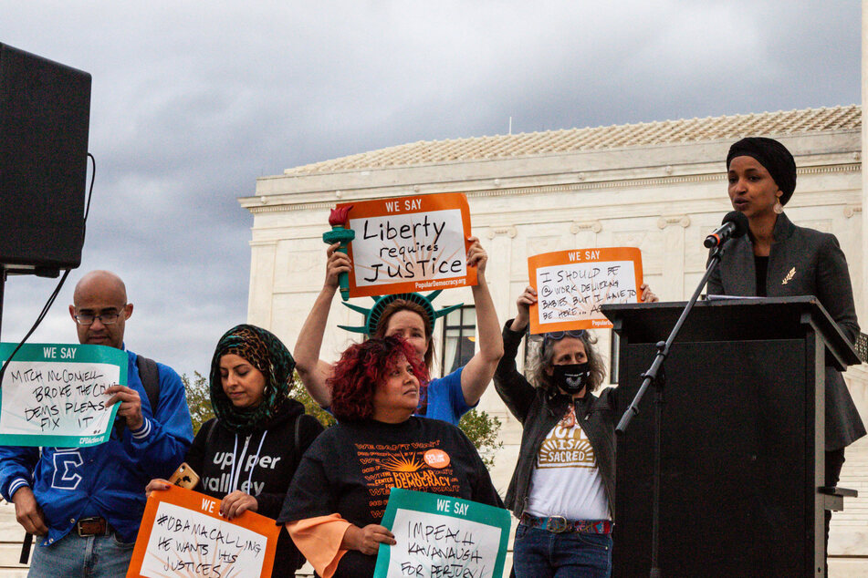 "Expand the court": Ilhan Omar and Mondaire Jones join rally outside US Supreme Court