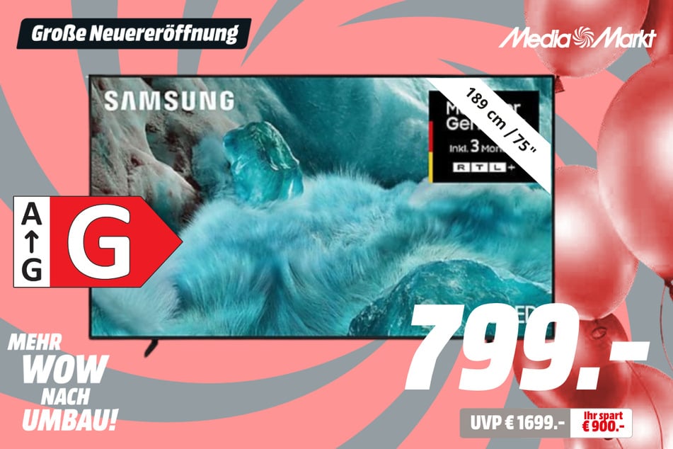 75-Zoll Samsung-Fernseher für 799 statt 1.699 Euro.