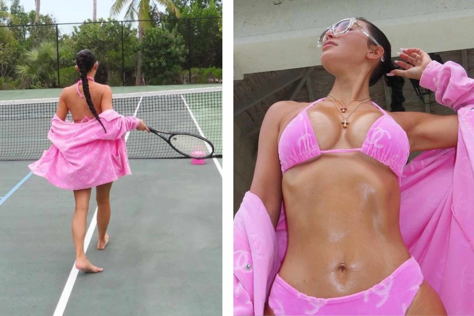 Serena Williams trolled Kim Kardashian for not knowing how to hold a raquet in her new hot tennis court photos.