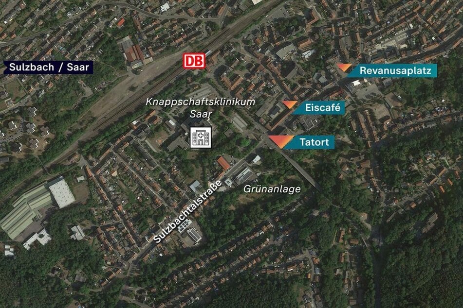 Der Tatort befindet sich in der Sulzbachtalstraße, unweit des Knappschaftsklinikums Saar und einer Grünanlage, wo Spaziergänger den Mörder möglicherweise gesehen haben.