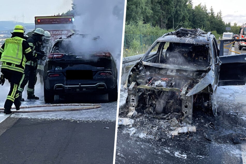 Die Feuerwehr konnte das Feuer schnell löschen aber nicht verhindern, dass der Jeep Cherokee vollständig ausbrannte.