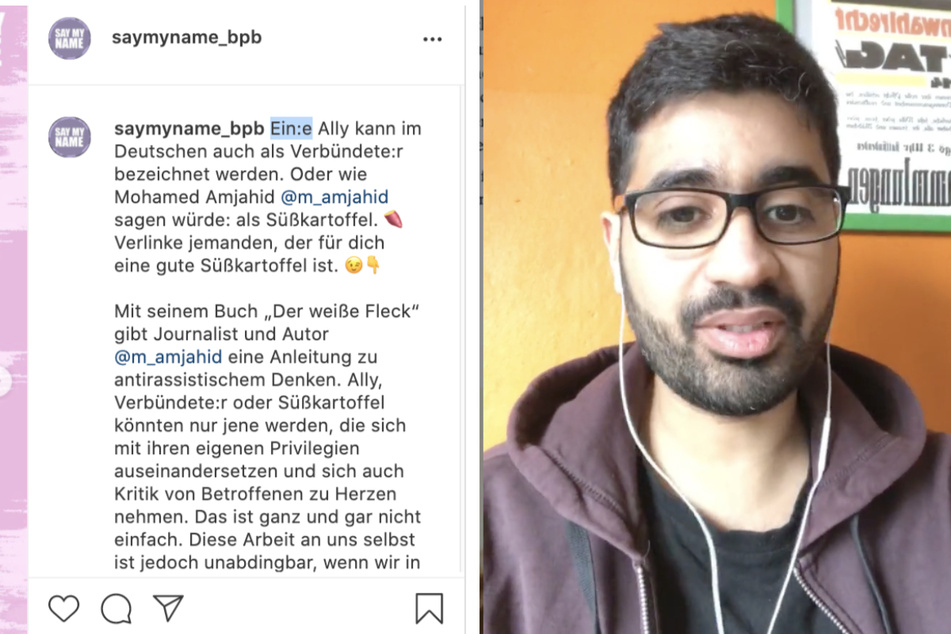 Autor und Journalist Mohamed Amjahid verwendet den Begriff "Süßkartoffel" für Menschen, die Betroffenen rassistischer Diskriminierung zur Seite stehen.