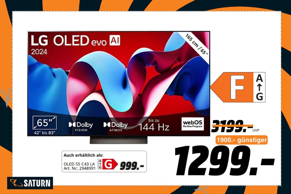 55-Zoll LG-Fernseher für  1.299 statt 3.199 Euro.