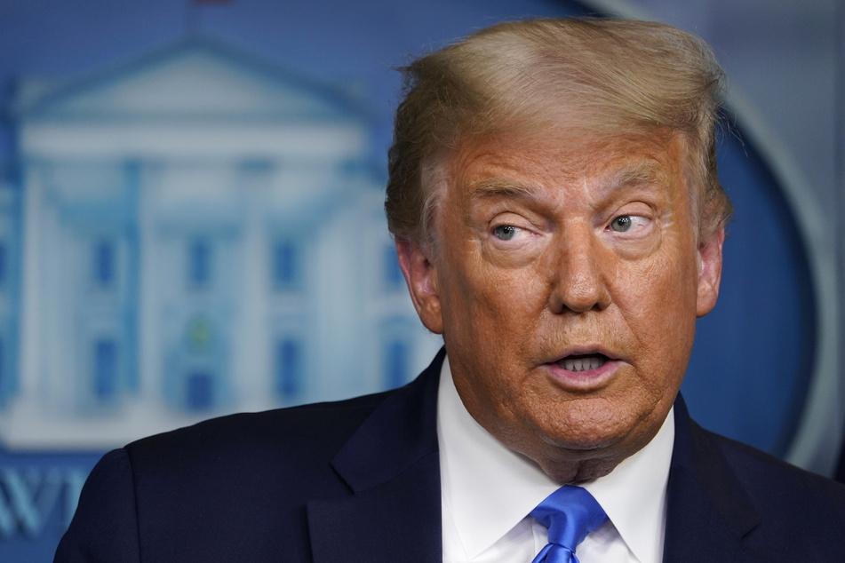 Donald Trump (74), Präsident der USA, spricht auf einer Pressekonferenz im Weißen Haus.