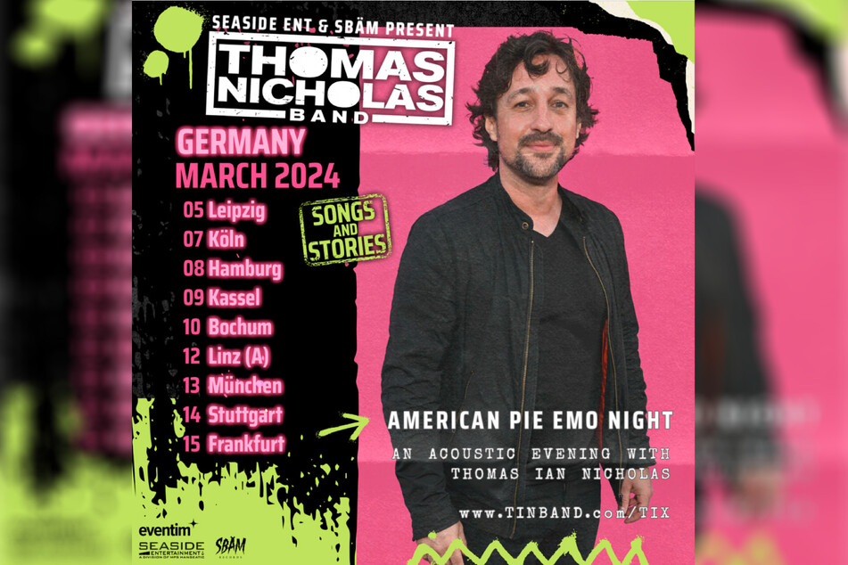 "American Pie"-Star Thomas Nicholas (43) weckt mit nostalgischen Pop-Punk-Klängen Erinnerungen an die Zeit, in der die Teenie-Filmreihe gerade in den Kinos lief.