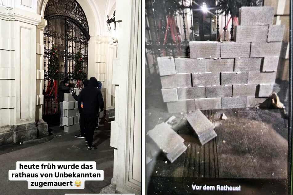 In der Nacht auf Mittwoch erhob sich plötzlich eine Mauer vor dem Grazer Rathaus.