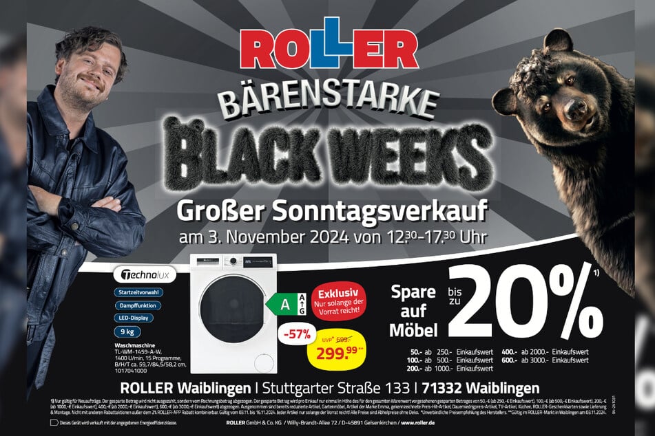 Zum Start der Black Weeks gibt's die Technolux Waschmaschine 57 Prozent günstiger.