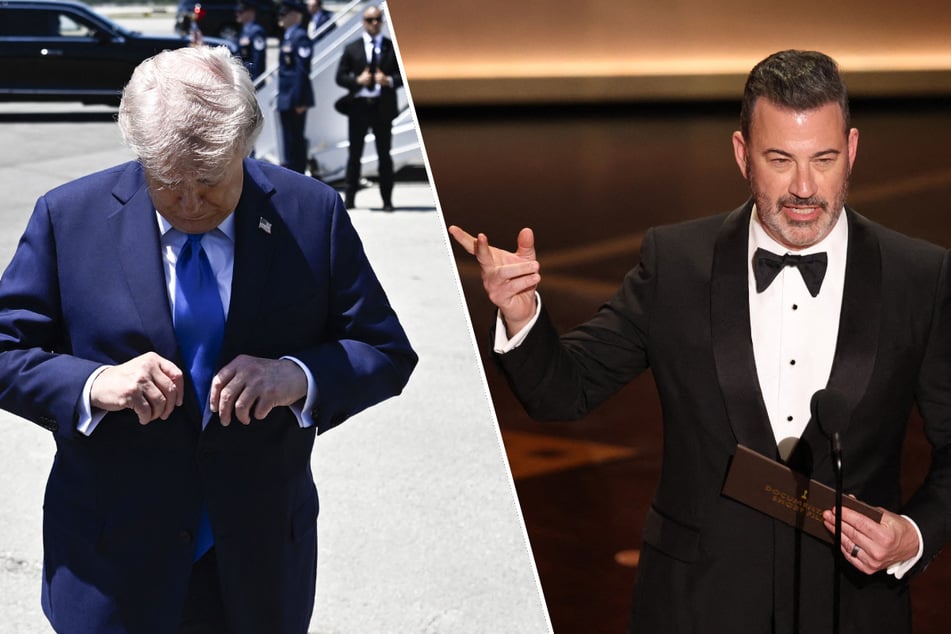 Jimmy Kimmel (r.) used his monologue on Monday to hit back at President Donald Trump and fist lady Melania Trump.