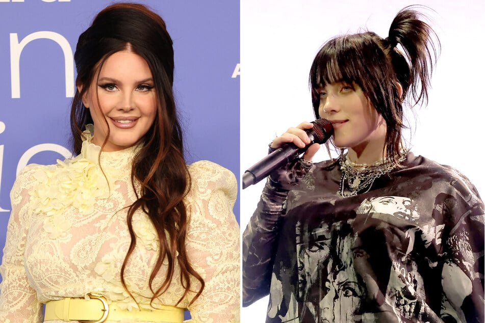 Lana Del Rey (l) had high praise for Billie Eilish while speaking at the 2023 Billboard Women in Music Awards.