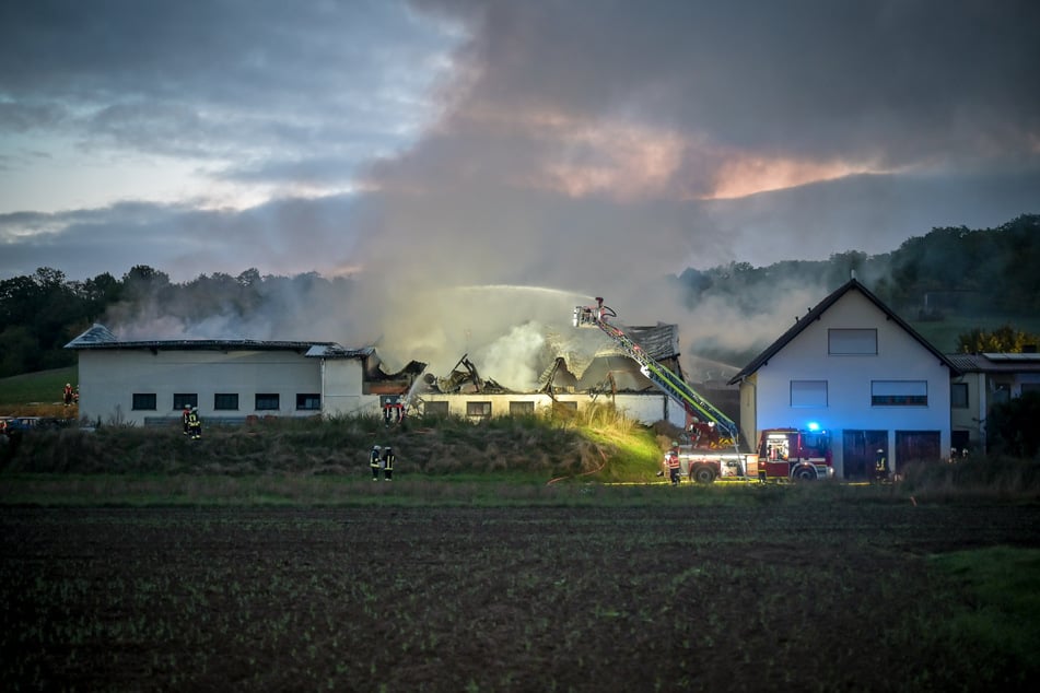 Der Bauernhof. auf dessen Gelände vor fast 30 Jahren die Leiche von Sabine Back (†13) entdeckt wurde, stand am Dienstagmorgen in Flammen.