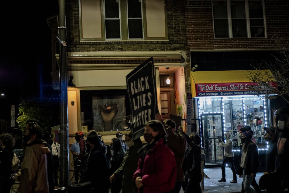 Protesters out in force for the second night running.