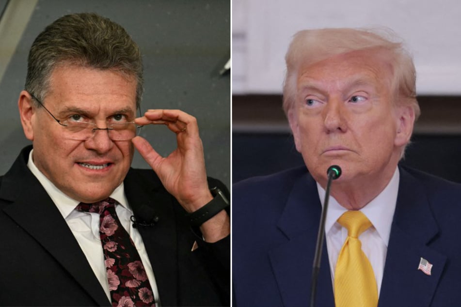 EU trade chief Maros Sefcovic (l.) has complained the US is not "engaging to make a deal" to avoid tariffs threatened by Donald Trump.