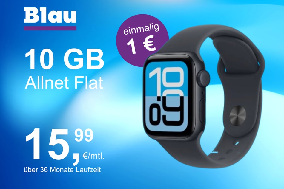 Die Apple Watch SE 3 GPS 40 mm im Blau Allnet M inkl. 20 GB für einmalig 1 Euro.