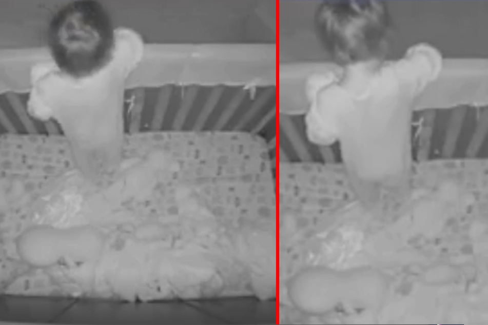 While the little boy is still awake in his crib, you hear strange noises through the baby monitor.