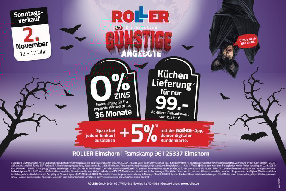Zum verkaufsoffenen Sonntag (2.11.) bei ROLLER in Elmshorn gibt's unzählige Aktionen und Angebote.