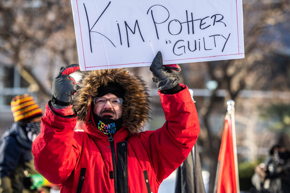 Protestors demonstrated for days outside the Hennepin County Government Center during the jury deliberation of Kim Potter's trial.