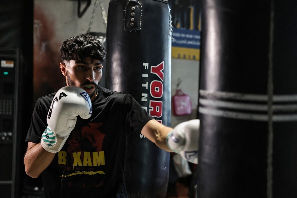 Palestinian lightweight boxer Waseem Abu Sal trains at a gym in Ramallah city in the occupied West Bank.