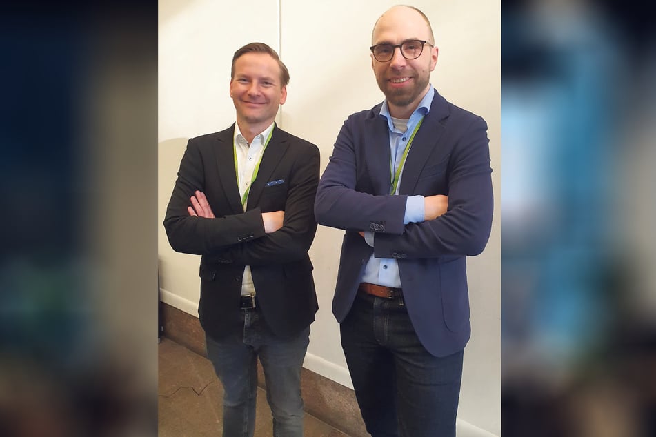 Christoph Eichhorn (l.) und Maurice Charles de Beaulieu (beide 41) wollen für ihre Firma SpiNNcloud rund 10 Mio. Euro einwerben.