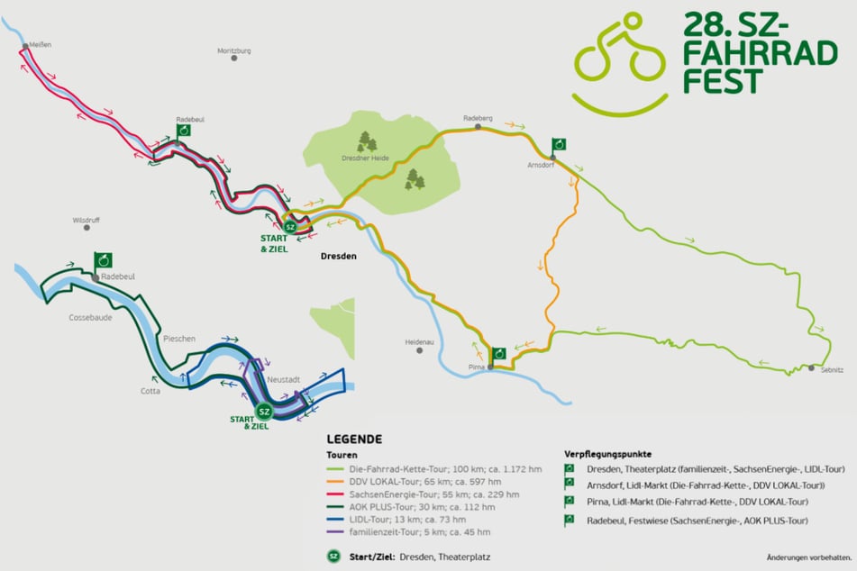 Hier gibt's den umfassenden Streckenüberblick für das 28. SZ-Fahrradfest.