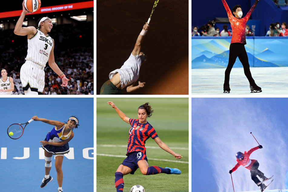 The incredible athletes of Time's 100 Most Influential People 2022 include (clockwise from top l.) Candace Parker, Rafael Nadal, Nathan Chen, Eileen Gu, Alex Morgan, and Peng Shuai.
