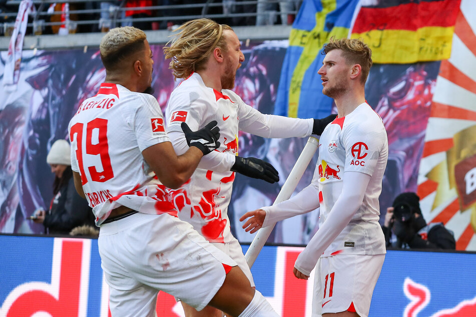 Freude pur bei den Roten Bullen! Timo Werner schoss RB mit seinem 1:0 auf die Siegerstraße.