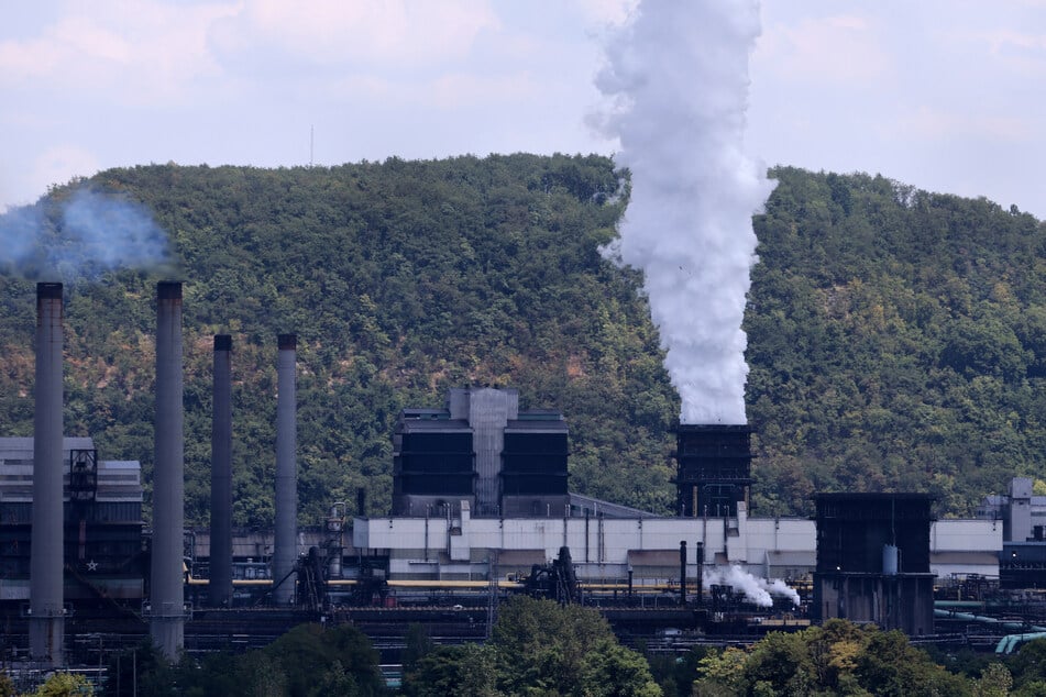 US Steel's Clairton Coke Works is seen following an explosion at the plant in Clairton, Pennsylvania, on Monday.