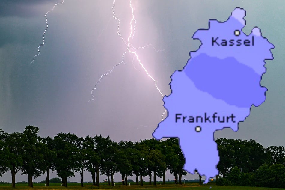 Der Deutsche Wetterdienst (DWD) und Wetteronline.de (Grafik) sagen beide ein regnerisches Wochenende und drohende Gewitter in Hessen voraus.