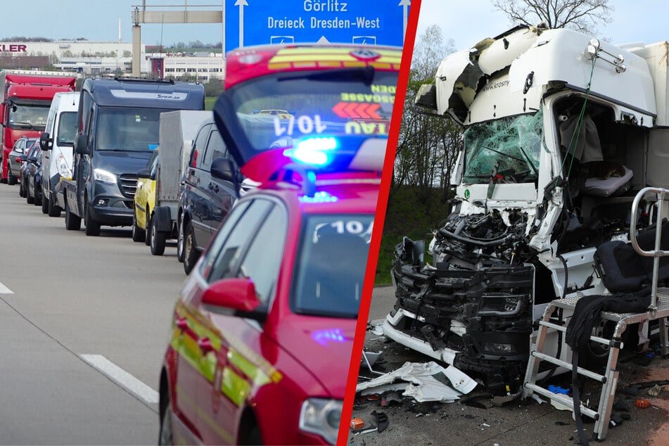 Unfall A4: A4 nach nächstem Horror-Crash voll gesperrt: Führerhaus zerstört, Lkw-Fahrer eingeklemmt